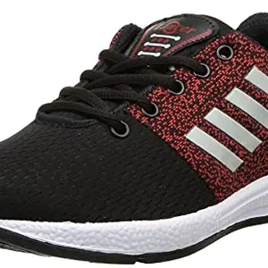 Lancer Mens INDUS-12 Black Maroon Running Shoe - 6 UK (INDUS-12BLK-MRN-6_Black Maroon_6 UK)