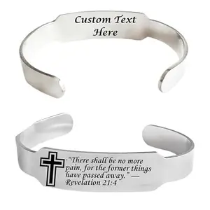 Shiv Jagdamba Catholic Baptism Bible Verse Christian Cuff Kada Wristbands,Inspirational Daily Bible Verse Bracelets Religious Gifts For Men Women Teens Revelation 21:4