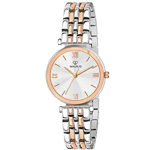 Walrus Elite XVII Series Silver Dial Women's Watch | Silver Dial 29 mm Rose Gold Case | Professional & Casual Use- Wrist Watch for Women - Japanese Quartz Movement - Gift for Her