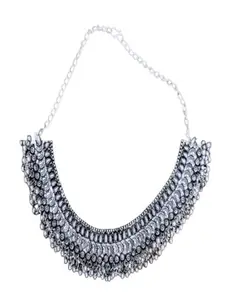 Classic German Silver Oxidised Crafted Traditional Choker Necklace for Girls and Women | Fashion Latest Stylish Design Fancy Traditional Oxidised Silver Necklace Jewellery Set for Women