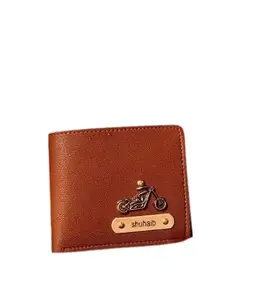 NAVYA ROYAL ART Personalised Men's Leather Wallet - Name & Logo Printed on Wallet for Gift, Tan
