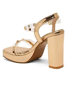 Bruno Manetti Women's Sultan Slipon Back Strap Square Toe Upper Stone Comfort heel Sandal