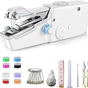 Chantix Makes life easy Electric Handy Sewing/Stitch Handheld Cordless Portable White Sewing Machine for Home Tailoring, Hand Machine | Mini Silai | White Hand Machine with Adapter