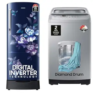 Samsung 183 L, 5 Star, Digital Inverter, Direct-Cool Single Door Refrigerator (RR20D2825HV/NL, Hima, 7 kg, Fully-Automatic Top Load Washing Machine (WA70A4002GS/TL, Imperial Silver)