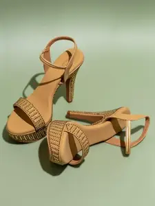 Inc.5 Women Beige Embellished Party Platform Heels