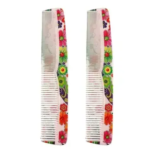 Hair Comb for Women, Men Printed Dressing Detangling Grooming Handle Comb Combo Set (Multicolour) pack of 2