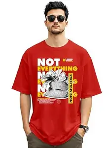 ENCIGER Men Oversized T-Shirt Cotton Drop Shoulder Loose Fit Graphic Printed Casual Streetwear T Shirt