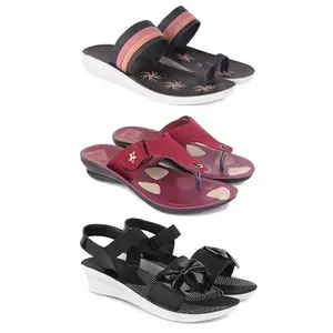 Women's Comfortable Sandal,Casual Lightweight Sandal for Everyday Wear | CL-(COMBO-3)-1992-1974-1969-6