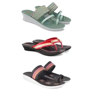 Women's Comfortable Sandal,Casual Lightweight Sandal for Everyday Wear for women's(GR-(COMBO-3)-1948-1958-1992-7)