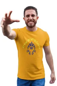 SHRI SAPTHAHARI ENTERPRISESGym in My Blood Yellow Round Neck Cotton Half Sleeved Men's T-Shirt with Printed Graphics