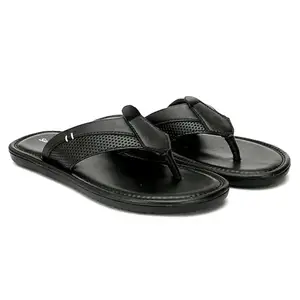 San Frissco Men's Sandal Summer Chappal with Sturdy Grip/Ultra Soft Lightweight Durable Chappal for Outdoor Use/Festive Ethnic Wedding Slip on Slippers for Men - 6 (Black)