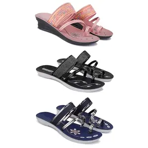 Women's Comfortable Sandal,Casual Lightweight Sandal for Everyday Wear for women's(GR-(COMBO-3)-1950-1946-1945-6)