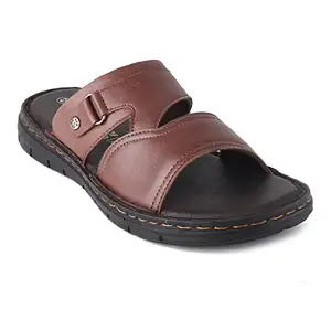 Red Chief Brown Leather Casual Slippers for Men