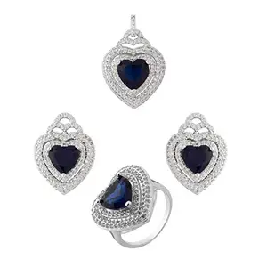 Voylla Heart Shaped Blue Stones Mixed Combo Pack of 3 Jewellery for Women