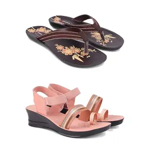 Stylish Heeled Sandals for Women/Comfortable & Lightweight, Daily Wear S_(Combo 2)-O21-1959-5