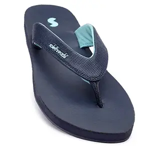 SOLETHREADS SUAVE W | Classic | Cool | Stylish | Trendy | Home | Outdoor | Lightweight | Thong Flip Flops for Women | NAVY/S.GREEN | 9UK