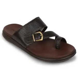 Liberty Healers MDL 10E Casual Flat Toe Ring Sandal For Men With PVC Sole | Stylish and Comfortable | Durable Summer Footwear for Outdoor Indoor | Lightweight Cushioned Footbed (Brown 44 EU)