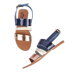 brauch Women's Blue Metallic Sandals