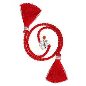 ZAVYA 925 Sterling Silver Ganesh Minimal Rhodium Plating Silver Rakhi | Rakhi for Brother- Rakshabandhan | Gift for Men & Boys |With Certificate of Authenticity and 925 Hallmark