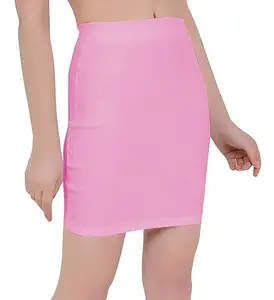 THE BLAZZE Trendy Women's Lycra Stretchable Mini Pencil Skirt L844 1613 (40, BPINK)