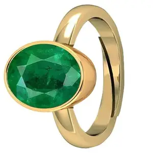 DAURAYA GEMS 6.25 Ratti 5.34 Carat Emerald Ring Panna Stone Ring Adjustable Certified Natural Gemstone for Women's and Men's Emerald
