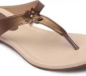 Picktoes PT-410 Women's Copper Synthetic Leather Casual Flat Sandal