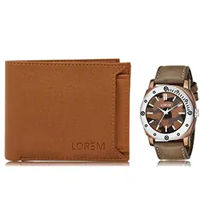 LOREM LOREM Combo of Men Watch & Artificial Leather Wallet-FZ-WL03-LR53
