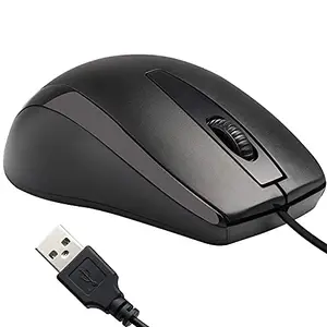 USB Mouse, 3-Button, 1000 DPI Optical Sensor, Plug & Play, for Windows/Mac, Black