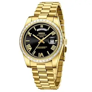 NIBOSI Watches for Men Analog Quartz Diamond Bezel Stainless Steel Dial Rose Gold Silver Mens Watch Waterproof Business Classic Dress Wrist Watch with Day Date