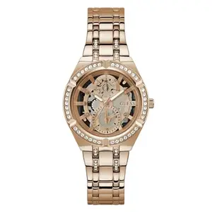 GUESS Stainless Steel Analog Rose Gold Dial Women's Watch-Gw0604L3