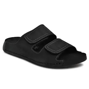 Nico Nerini Men's Double Strap Comfort Sandals | Soft Cushioned Footbed & Adjustable Fit NKT005BLACK10