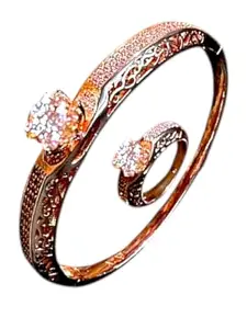 ASTHMANGALA Women's ASTHMANGALA18K Rose Gold Radiant Bracelet With Ring Set For Ladies Wear