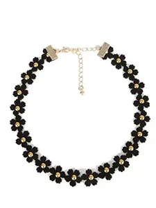 OOMPH Jewellery Black Floral Bloom Fashion Choker Necklace For Women & Girls Stylish Latest (NJD31_AOR1)