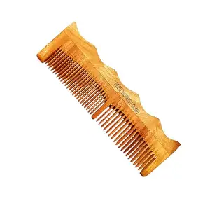 BlackLaoban Handmade Wooden Combs Big Size Kacchi Neem Wood Comb Set - Neem Comb Combo For Men & Women Hair Growth - Anti Dandruff, Detangling Hair Fall Control Kanghi New Dual Tooth