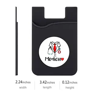 Plan To Gift Set of 3 Cell Phone Card Wallet, Silicone Phone Card Id Cash Wallet with 3M Adhesive Stick-on Medicine Printed Designer Mobile Wallet for Your Phone & Tablet