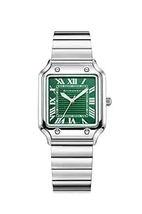 Giordano Analog Watch for Men with Square Textured Dial, Roman Numerals, Quartz Movement and Stainless Steel Strap