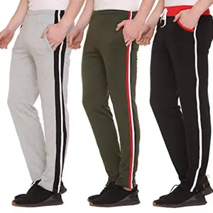 SHAUN Men's Regular Fit Cotton Blend Trackpants (831MFTP3_AKX_Multicolor_M)