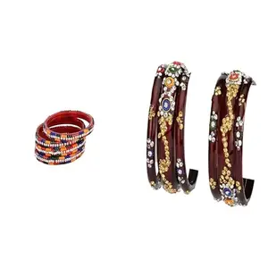 Somil Trendy Combo Glass Bangles | Beautiful Plain Chudi Pack For Women | Daily & Special Occasions, Pack Of 10, Multicolor, Maroon -S232