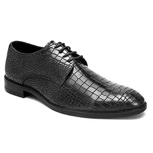 San Frissco Men's Formal Shoes Textured Derbys Lace Up Footwear Cushioned Footbed with TPR Sole Lightweight, Flexible and Stylish for Office, Wedding, Parties and Dailywear - 10 (Silver)
