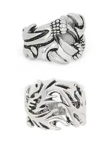 fabula Jewellery Combo of 2 Silver Rings For Men & Boys - Stainless Steel - Claws Designs (RFQ16-RFQ18_Z1)