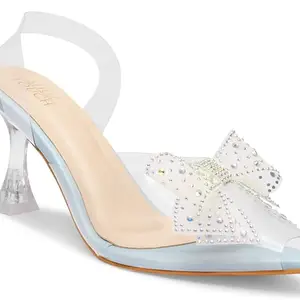 Shuz Touch Blue Slingback Heels With Bow