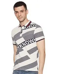 Duke Men's Striped Slim Fit T-Shirt (LF4460Off WhiteL_Off White_L)