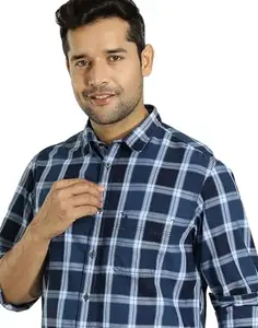 Indian Terrain Men Checked Blue Shirt