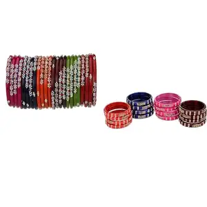 Somil Combo Bangles Set For Women & Girls | Multi-Color Chudi | Wedding, Festival, Daily & Occasion Use, Pack Of 40, Multicolor -A550