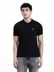 CROCODILE Men Solid Slim Fit Polo T-Shirt | Regular Length | Short Sleeve | Button Placket | Casual Knitted Topwear