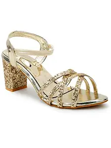 Fashion Box Women's Golden Pump Sandals - 3 UK
