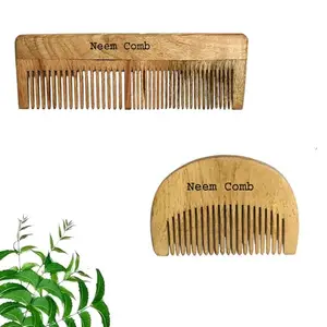 Gadinfashion™ Neem Wood Hair Comb,Comb for unisex, Pack_02, Color_ Brown