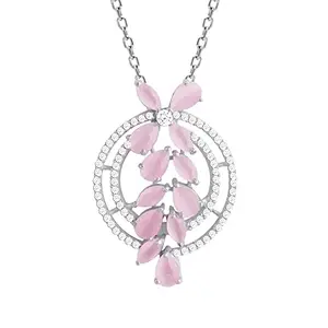 GIVA 925 Silver The Pink Periwinkle Pendant | Gifts for Girlfriend,Pendant to Gift Women & Girls | With Certificate of Authenticity and 925 Stamp | 6 Months Warranty*