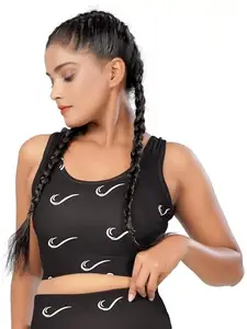 KP DESIGNER Womens Sports Bra | Polyester Blend Gym wear Sleeveless Top | Printed Bra Slim Fit Croptop,Tshirt