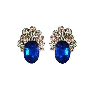 La Belleza Gold Plated Blue Crystal Tassel Drop Dangler earring for Girls and Women